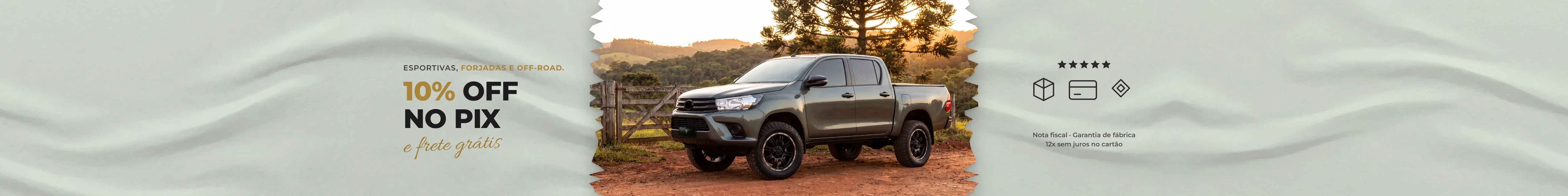 Esportivas, forjadas e off-road — 10% off no PIX e frete grátis